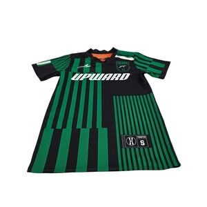 Upward Soccer Jersey Youth Small Green Black Orange Excellent Reversible Shirt